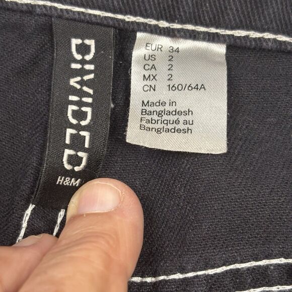 H & M Divided Jeans Women's Size 2 Black 90’s Baggy High Waist Grunge Goth - Picture 9 of 15